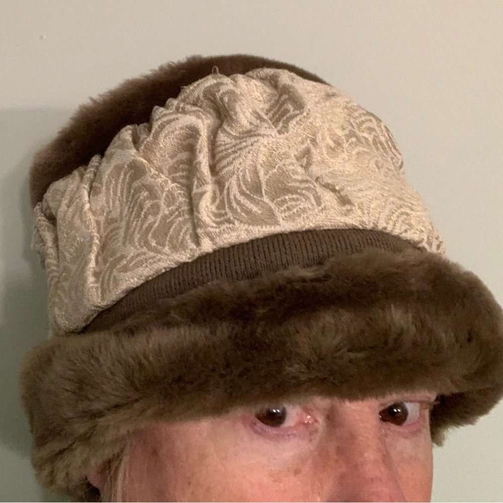 Vintage Faux Fur and Brocade Hat-Unique